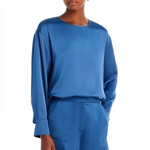 Aqua Round Neck Drop Shoulder Top